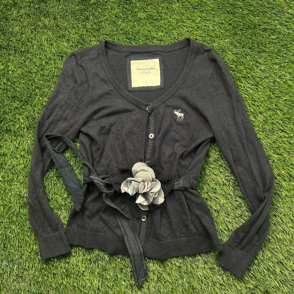 Bella Swan Core Abercrombie & Fitch Navy Cardigan Tie Waist Y2K Women's XS